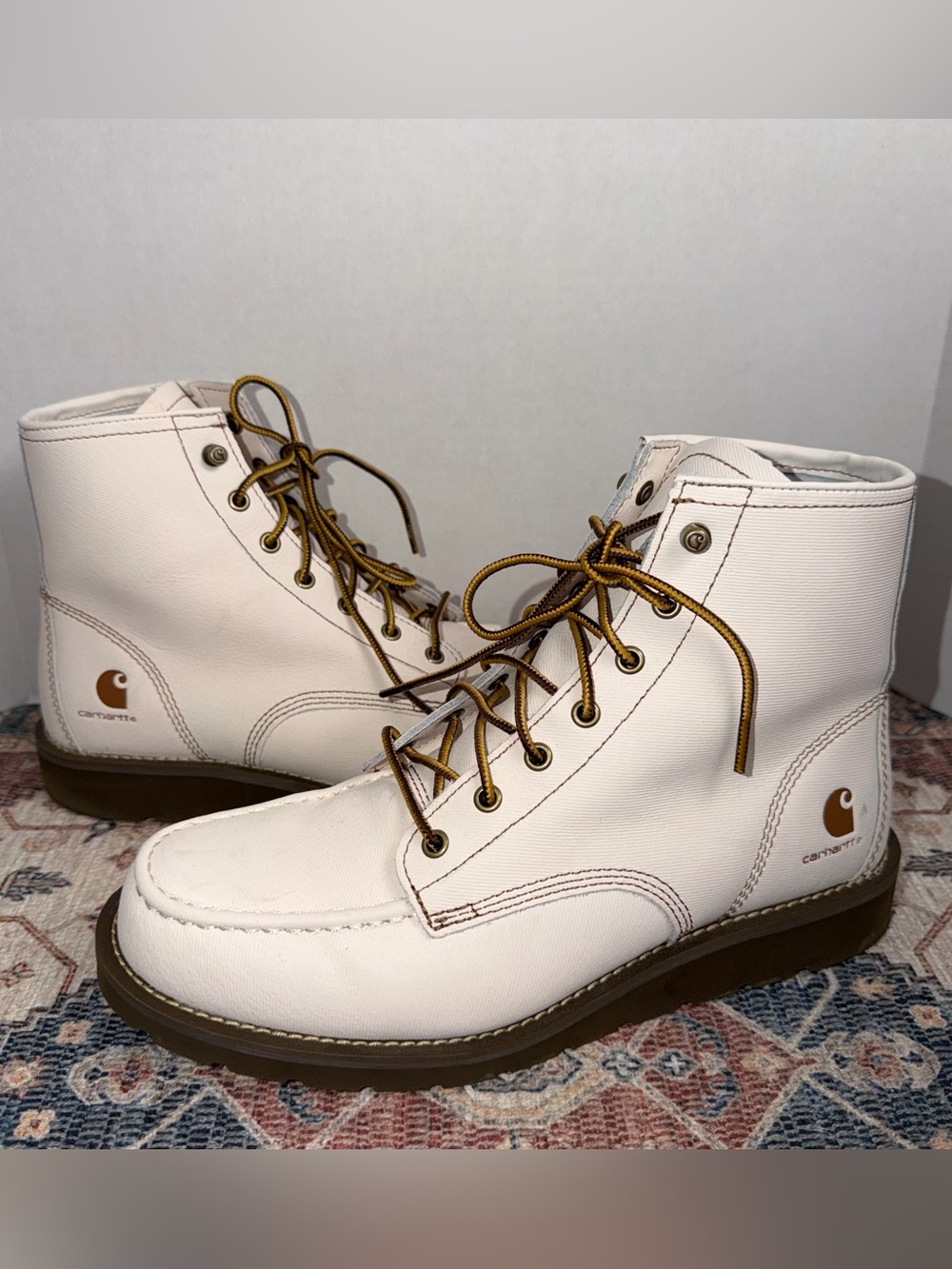 Carhartt Men’s White Boots with Brown Accents